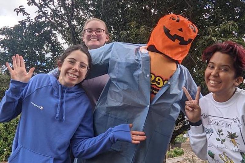 UGA Food Science Club with a scarecrow