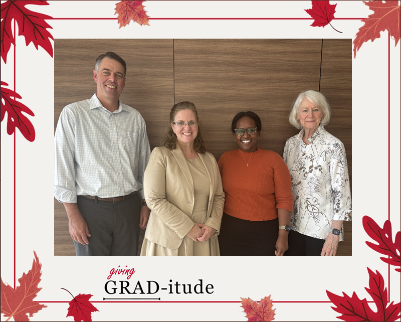 Giving GRAD-itude: Ginger Fay, Meseret Hailu, Erik Ness, Libby Morris