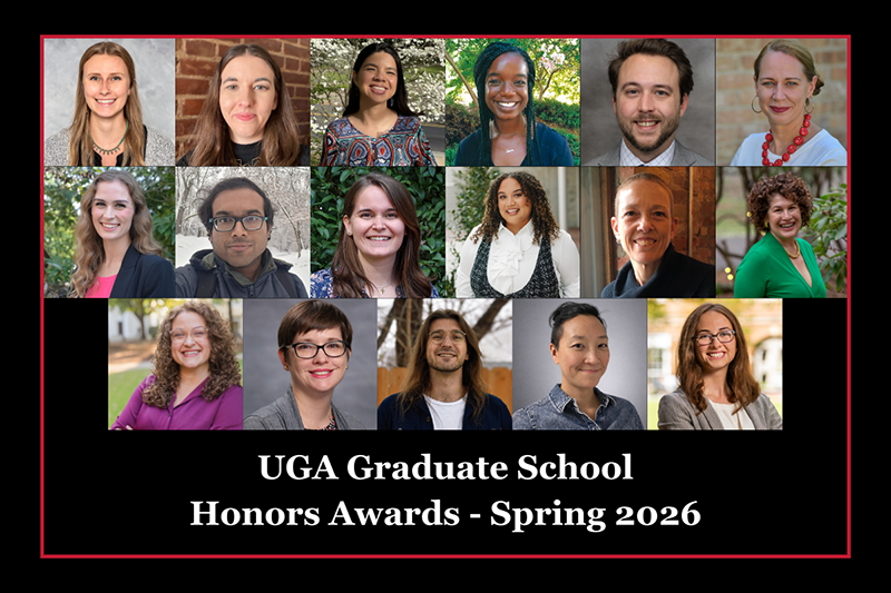 Collage of headshot photos of the UGA Graduate School Honors Awards recipients
