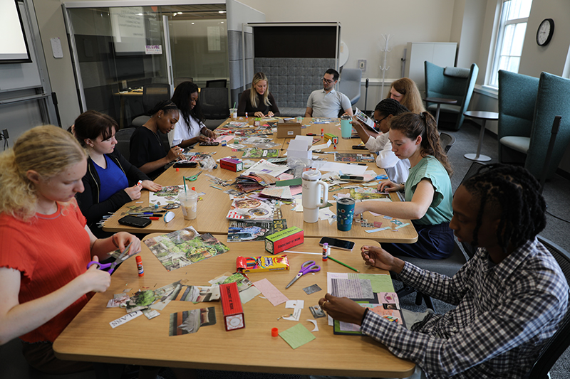 Gateway Bootcamp group of students participating in a collage activity
